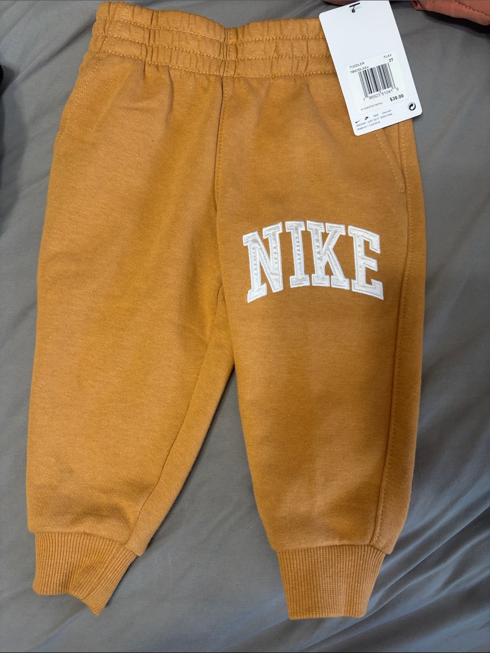 Nike Kids Tan/Brown Fleece Joggers with NIKE Logo